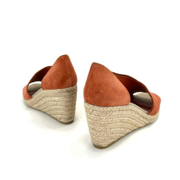 Vince Sonora Orange Suede Wedge Sandal Size 8 Espadrille Platform Open Toe Comfy - Picture 3 of 14